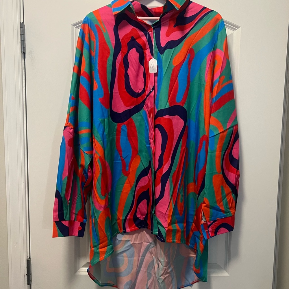 Colorful Abstract Button-Up Shirt
